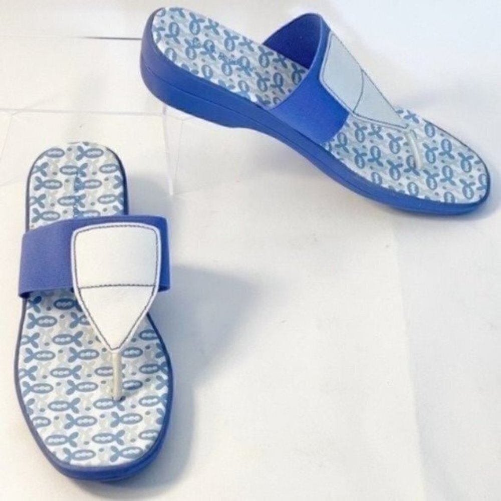 Fresh Produce Periwinkle Blue Fishy Thong Sandals shoes size 9 Flip flops